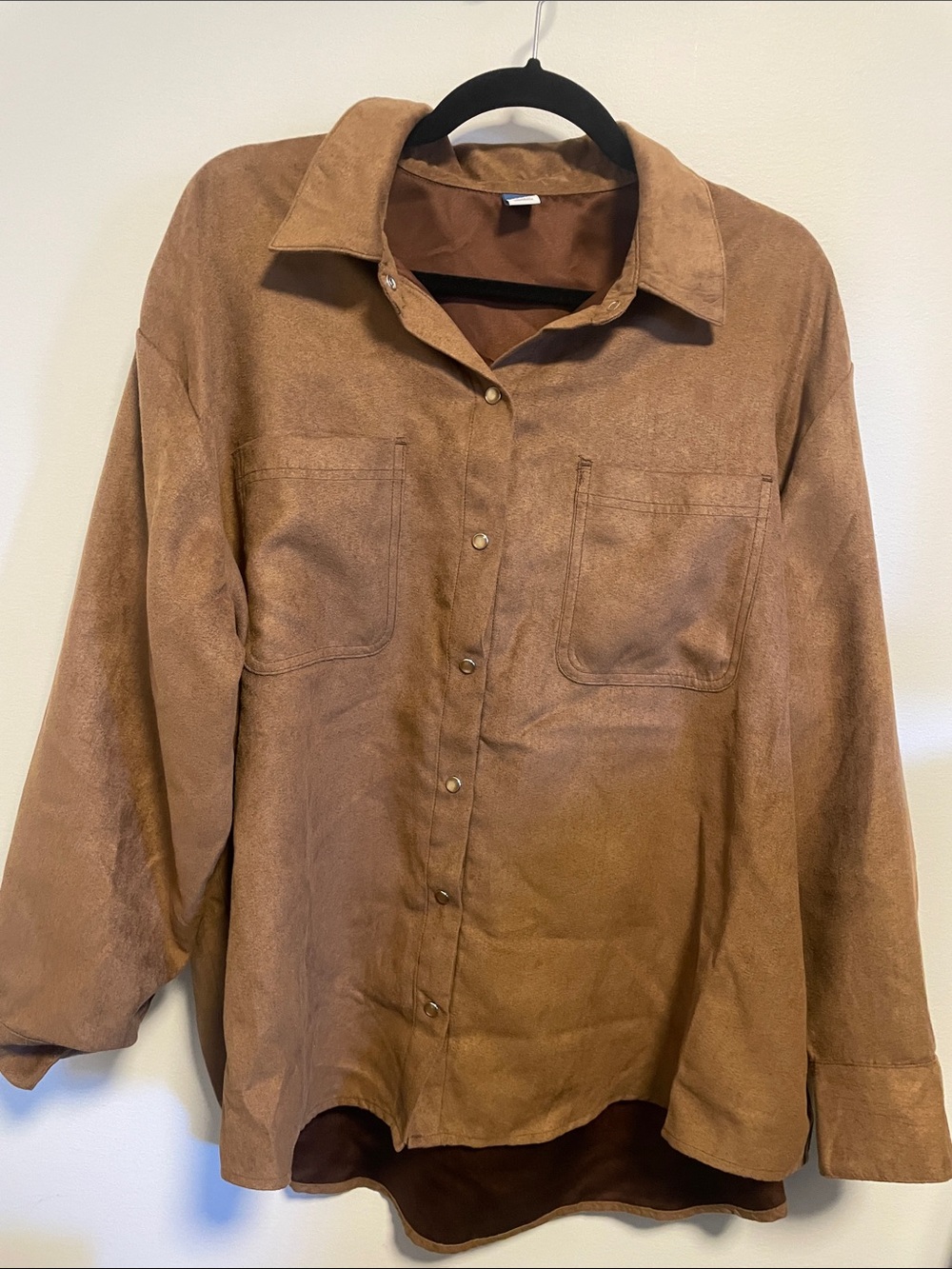 Old Navy Brown Suede-Look Button Shirt Jacket